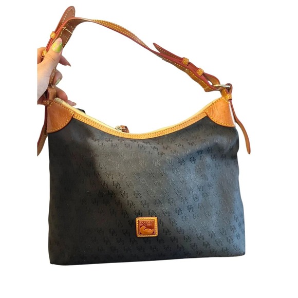 Dooney & Bourke Hobo Bag Monogram Canvas Leather Trim Shoulder Bag - Picture 5 of 5